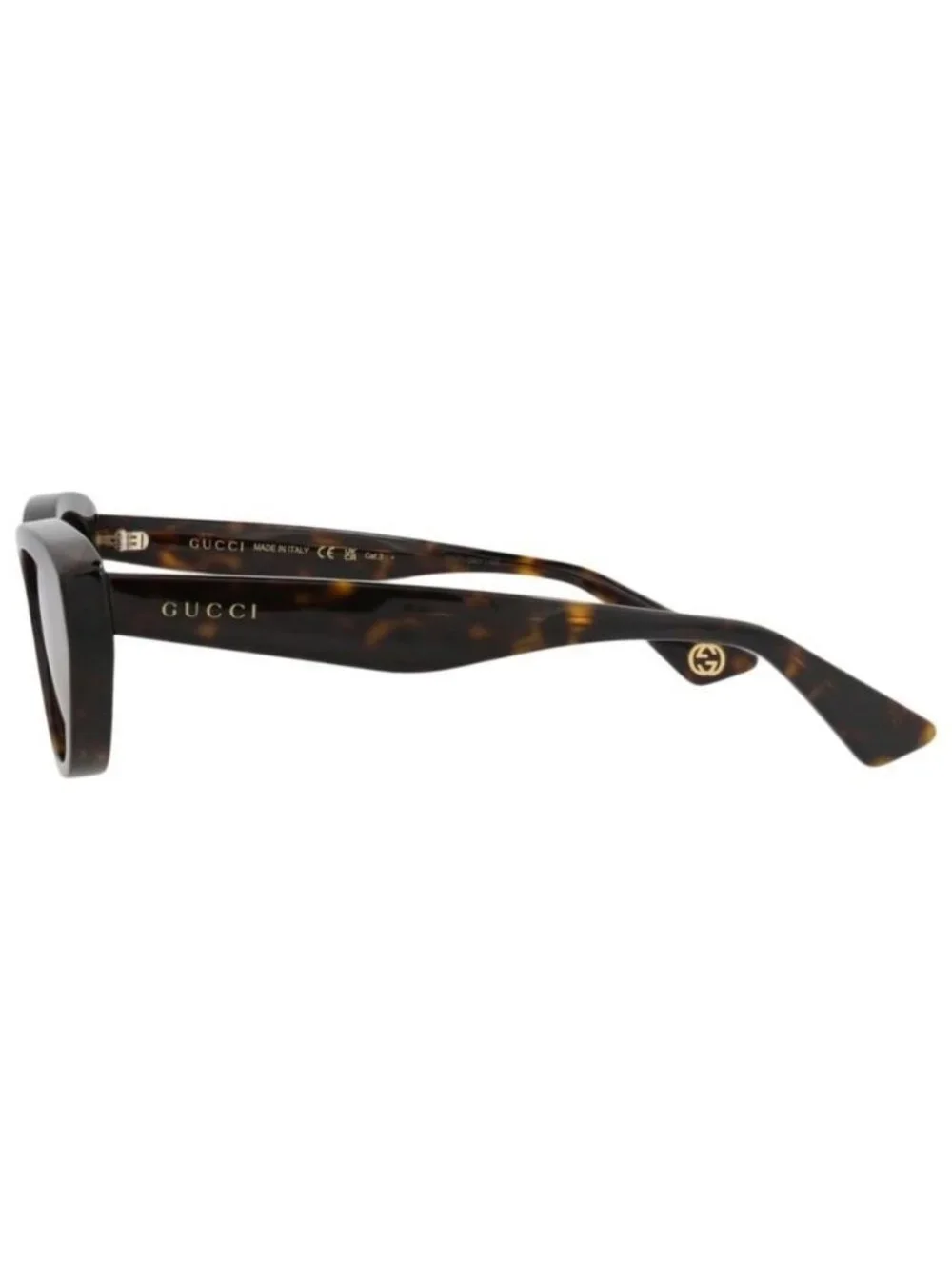 New Gucci Womens Cat Eye Havana Havana Gold Fashion Designer Sunglasses